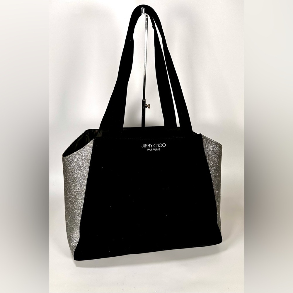 Jimmy Choo Silver Velvet Tote Bag - Picture 2 of 9